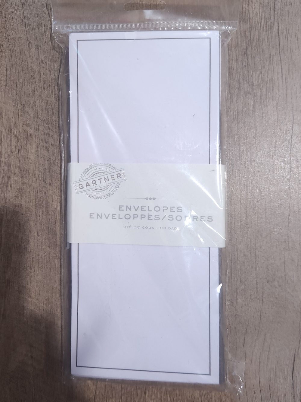 Gartner Studios White Narrow Note Envelopes with Chocolate Border